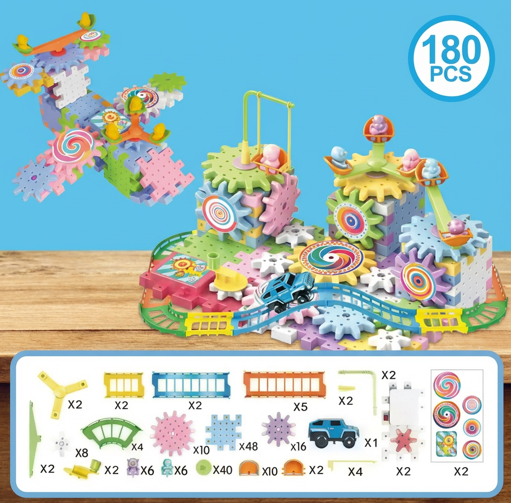 Electric Gears 3D Puzzle Model Building Kits Plastic Brick Blocks Educational