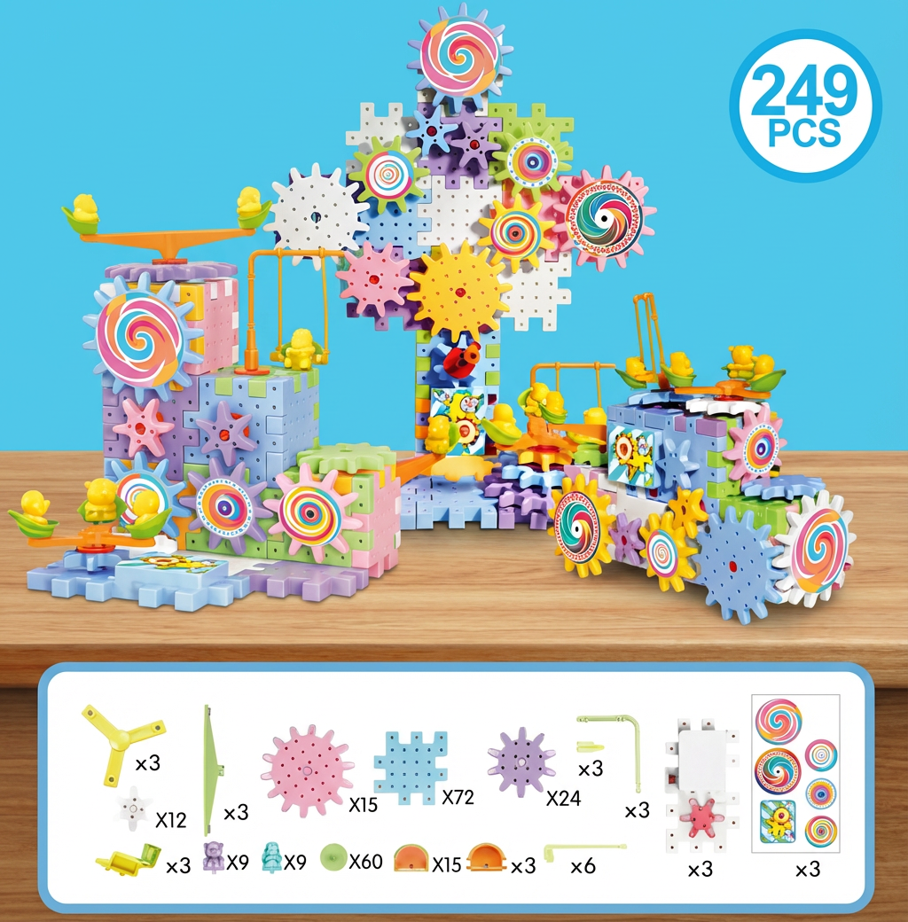 Electric Gears 3D Puzzle Model Building Kits Plastic Brick Blocks Educational
