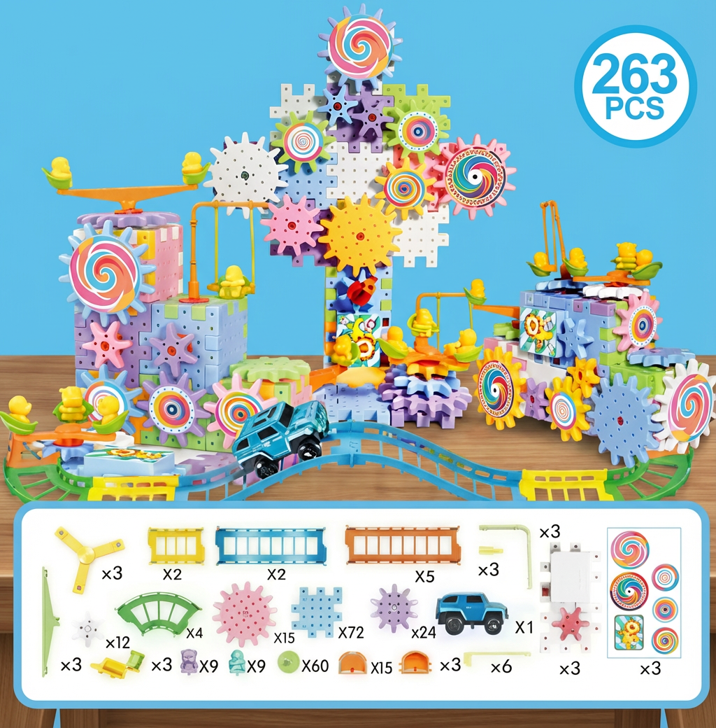 Electric Gears 3D Puzzle Model Building Kits Plastic Brick Blocks Educational