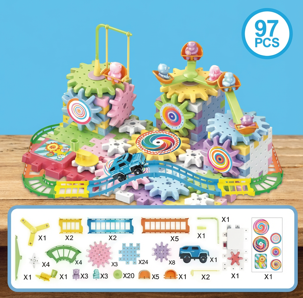Electric Gears 3D Puzzle Model Building Kits Plastic Brick Blocks Educational